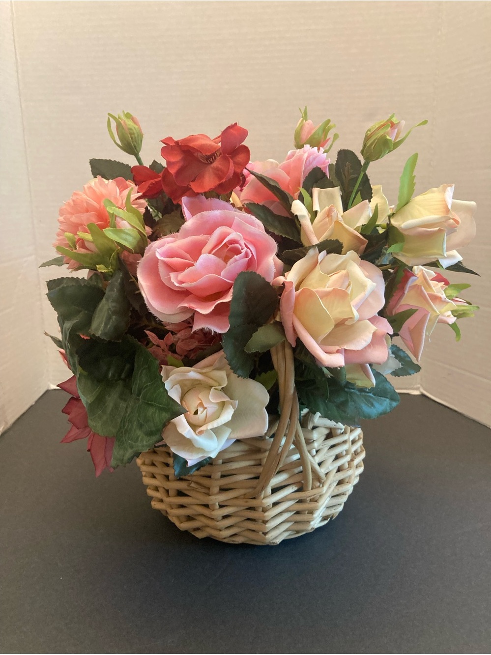 Silk Floral Arrangement in Wicker Basket